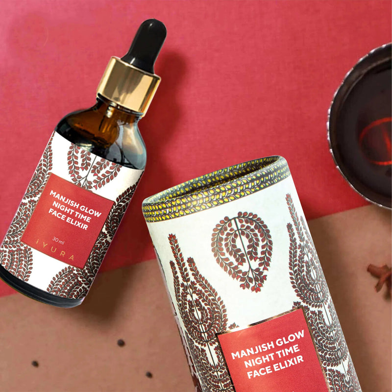 Manjish Glow Elixir - Ayurvedic Night-Time Face Oil - Natural Moisturizer for Healthy Skin.