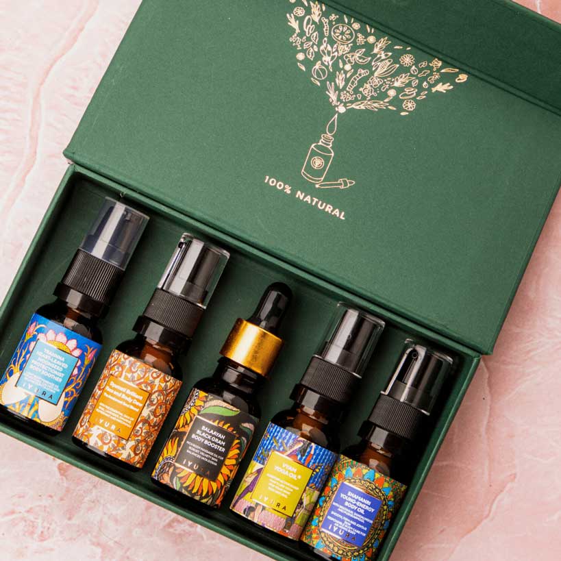 iYura mini body oil kit pack of 5 open packaging 