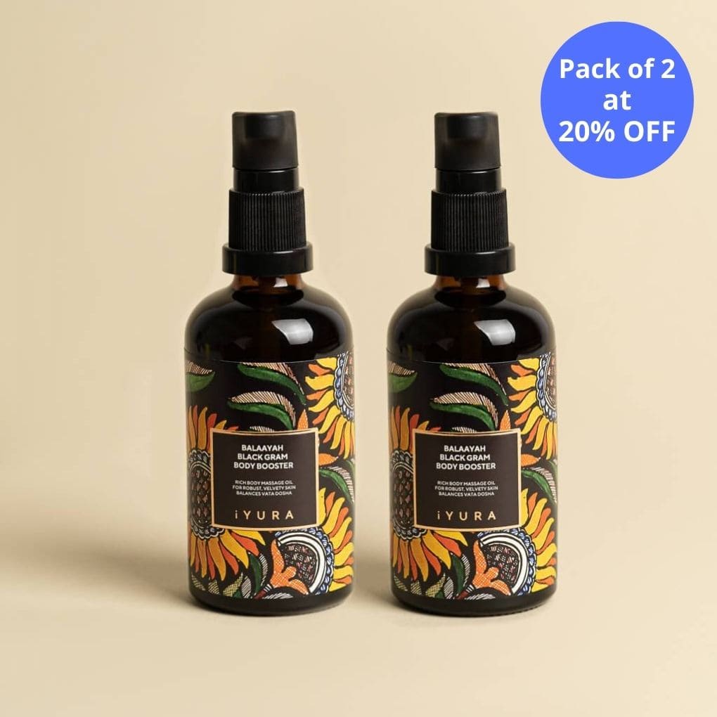 Balaayah Black Gram Body Booster -With the Richness of Black Gram & Himalayan Salt Body Oil iYURA 2 bottles of 3.38 fl oz (100 ml) at 20% OFF 